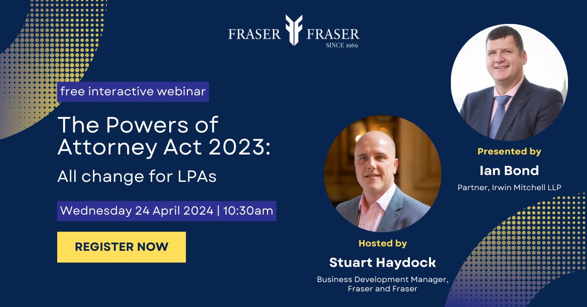 Last chance to register! Join us tomorrow for our webinar with guest speaker Ian Bond, Partner at Irwin Mitchell.

Ian will be discussing The Powers of Attorney Act 2023 – All change for LPAs.

Register:
event.webinarjam.com/register/264/5…

#POA #LPA #UKBizLunch