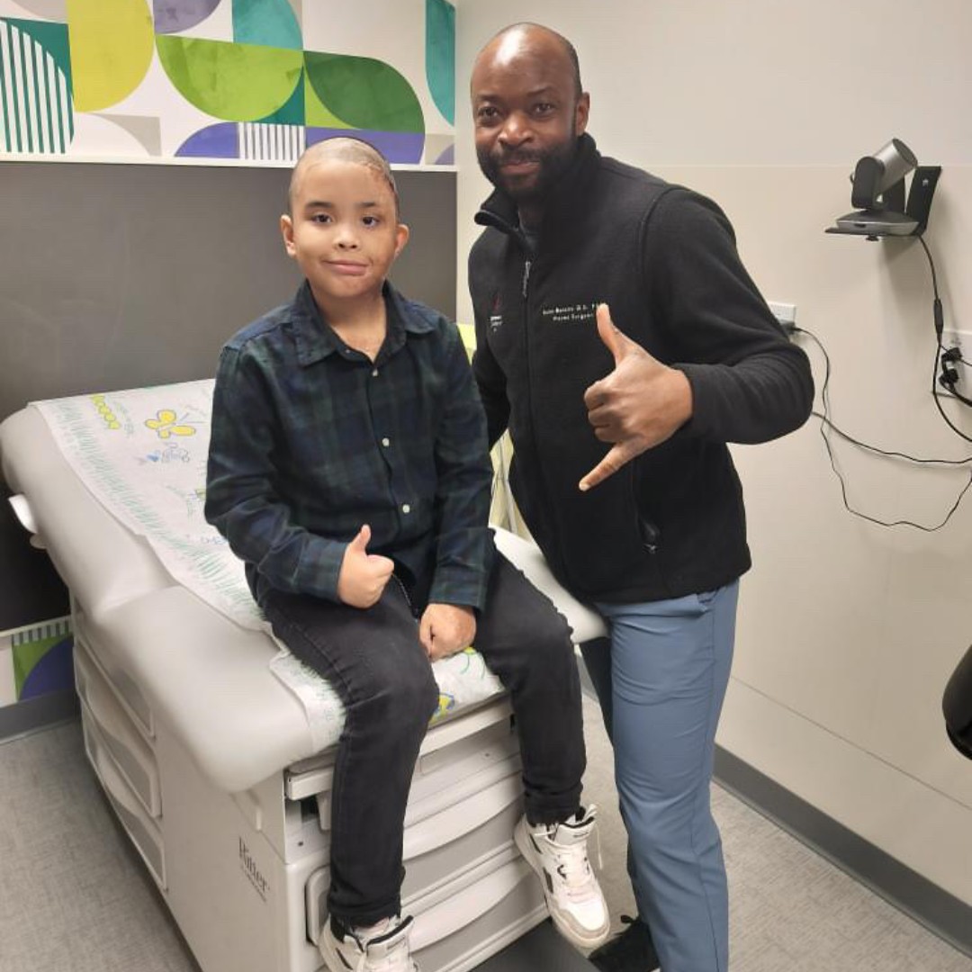 What a #TransformationTuesday! Check out 9-year-old Ricardo's new hairline thanks to Dr. Salim Mancho. Hair doesn't grow where there's scarring. We stretch the scalp by gradually filling a balloon with fluid. The skin is stretched over large scars giving kids a full head of hair.