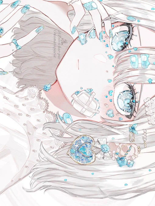 #私の作品もっと沢山の人に広がれ祭り花言葉をモチーフに白髪少女の子たちを描いております!テディベア大好きなのでくまちゃんモチーフも取り入れております!!よければタップしてご覧下さい!!!! 