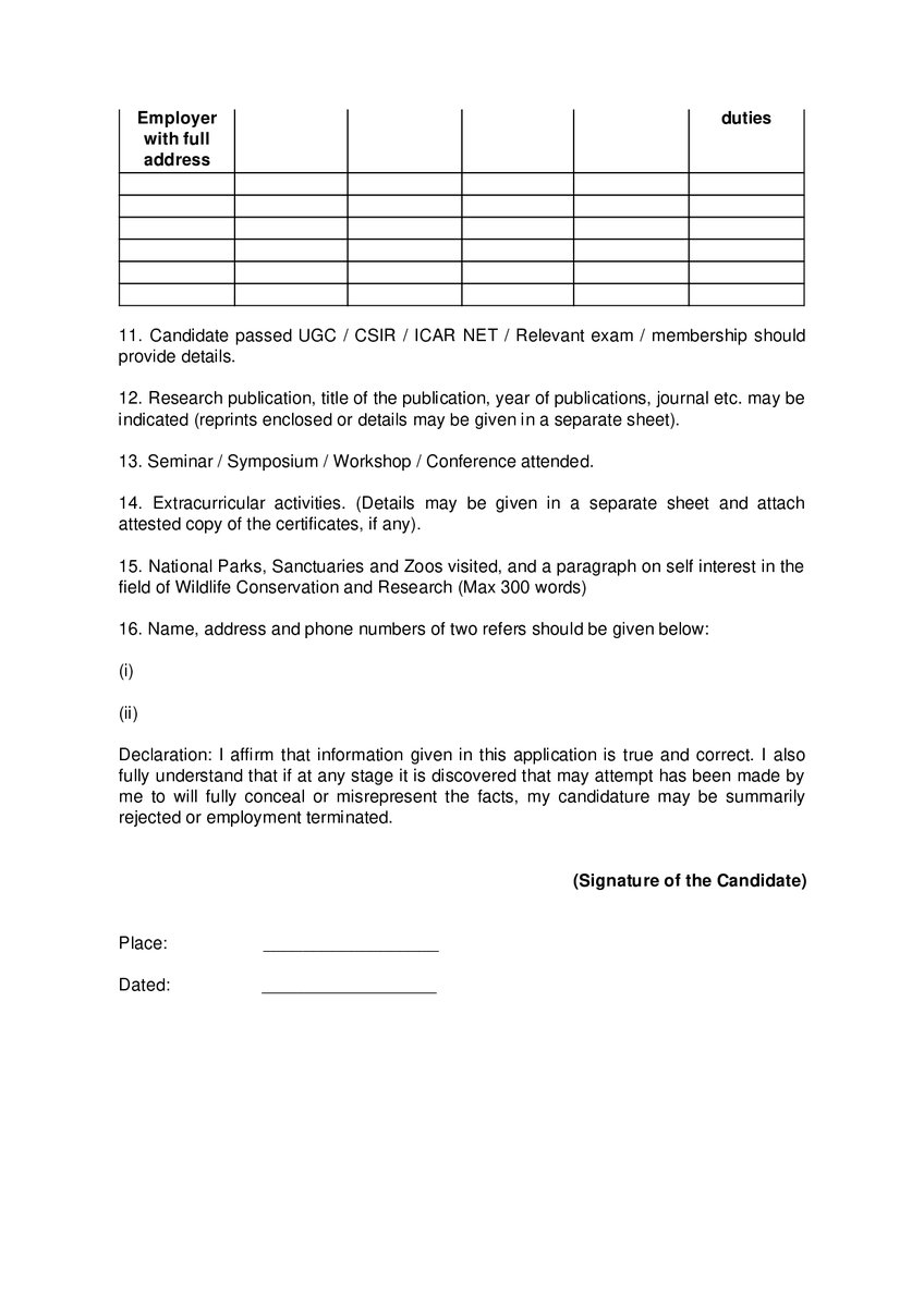 The Central Zoo Authority (CZA) invites applications for engaging Scientific Officer (1 position) purely on an outsource basis for an initial period of 1 year full-time (extendable based on performance).
The details pertaining to the said position can be found in the attachment.