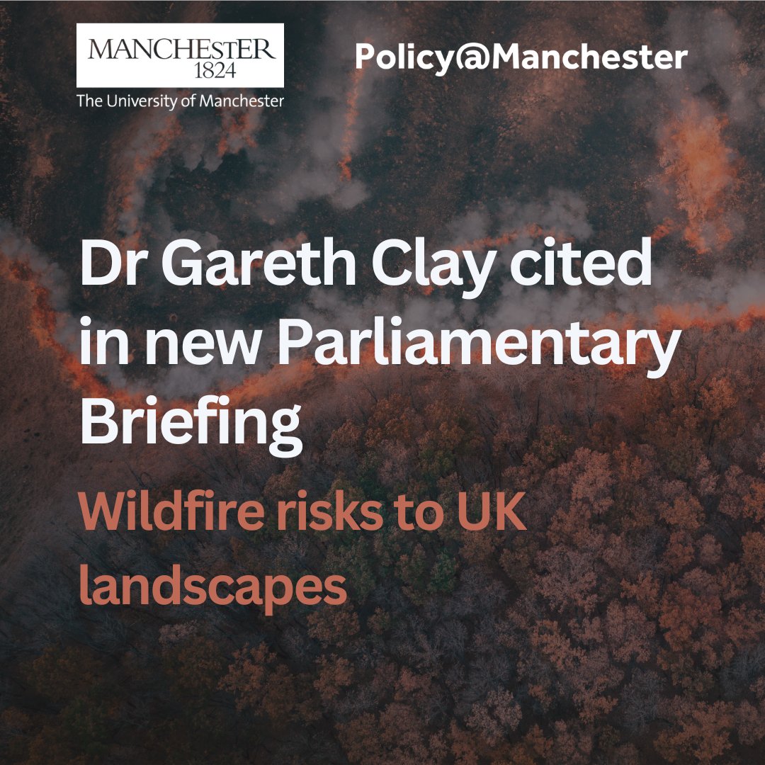 👏 Dr @garethdclay has been cited in a new @POST_UK briefing - Wildfire risks to UK landscapes 📄 It summarises wildfire threats and management, and outlines options for increasing the resilience of UK landscapes and habitats to wildfires 👉 Read here: ow.ly/kvGr50Rii3I