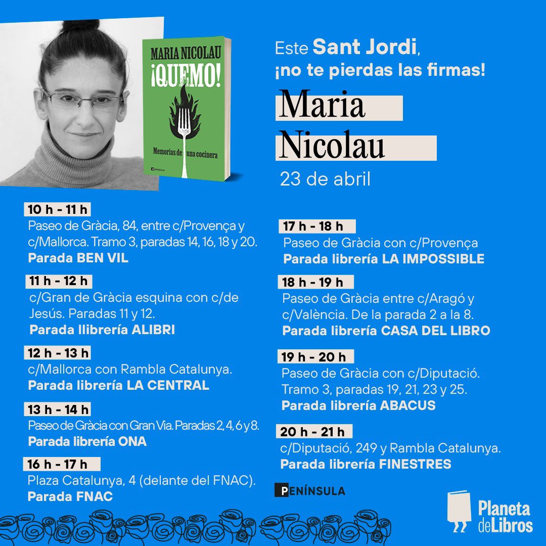 🫶🏼 ¡@MAlbercocs está disfrutando al máximo de este Sant Jordi y de las conversaciones con sus lectores! 📍Si quieres conseguir la firma de Maria Nicolau, estará en distintas casetas en Barcelona hasta las 21.00 horas. ¡Aquí los horarios y ubicaciones! 👇🏻 #SantJordi2024