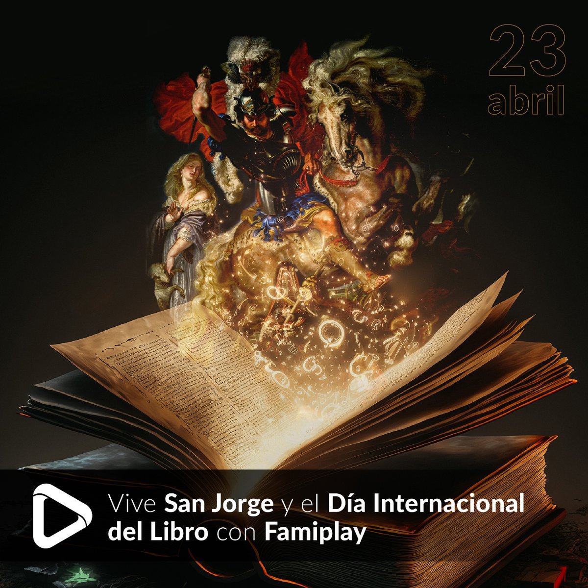 FamiplayTV's tweet photo. 📚🌹 Hoy celebramos el Día Internacional del Libro y la festividad de San Jorge, patrono de los escritores. 

En nuestra plataforma celebramos la magia de las historias que inspiran, enseñan y fortalecen nuestra fe. 

¡Descubre películas que son verdaderas joyas literarias! 🍿📖 https://t.co/wPyj3yK8wd