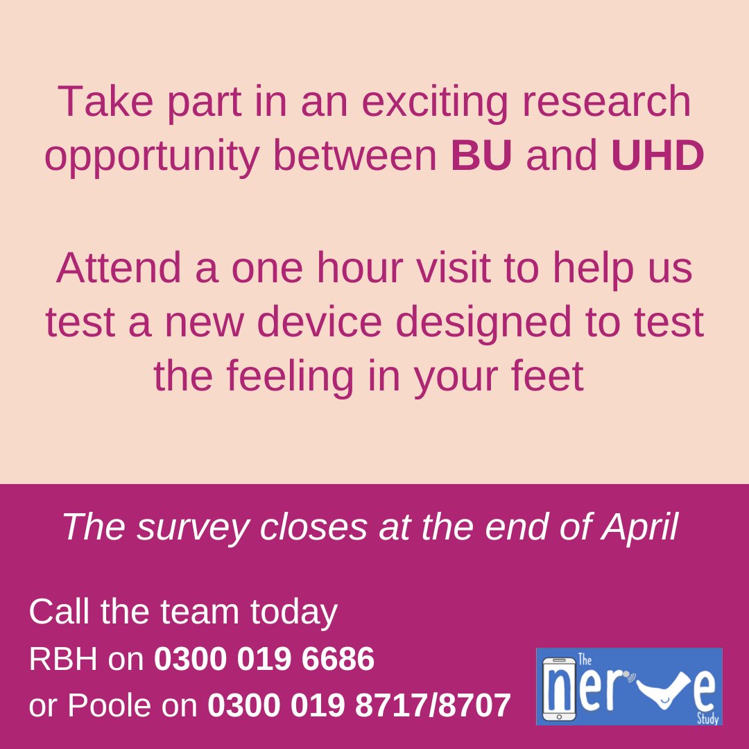 Only a week left before the NERVE study is closed ⏰ Are you 18+ with diabetes? Help us with an exciting research opportunity between BU and UHD and you'll receive a £10 gift voucher 💝 To find and out more and to take part, click here uhd.nhs.uk/services/resea…