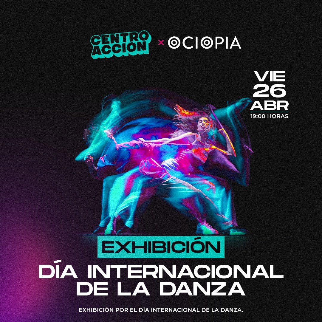 ccociopia's tweet photo. OHHHH YES! ‼️
Con motivo del Día Internacional de la Danza 
Os esperamos  a todos el viernes 26 
Para una exhibición de la mano de @centroaccion 
Con la que os vais a quedar 🫠 https://t.co/fB7vAS4P5T