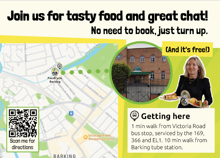 lbbdcouncil's tweet photo. Enjoy a FREE delicious home-cooked meal with FoodCycle at Al Madina Mosque every Sunday at 1pm 🤩 

There's no need to book. Simply pop in to enjoy a tasty meal &amp; great chat with your local community! 😋 

Find out more 👇🏾 
https://t.co/MOQEcBqnk9

#BDSupport 🫶🏾 https://t.co/iPEKK3ud0y