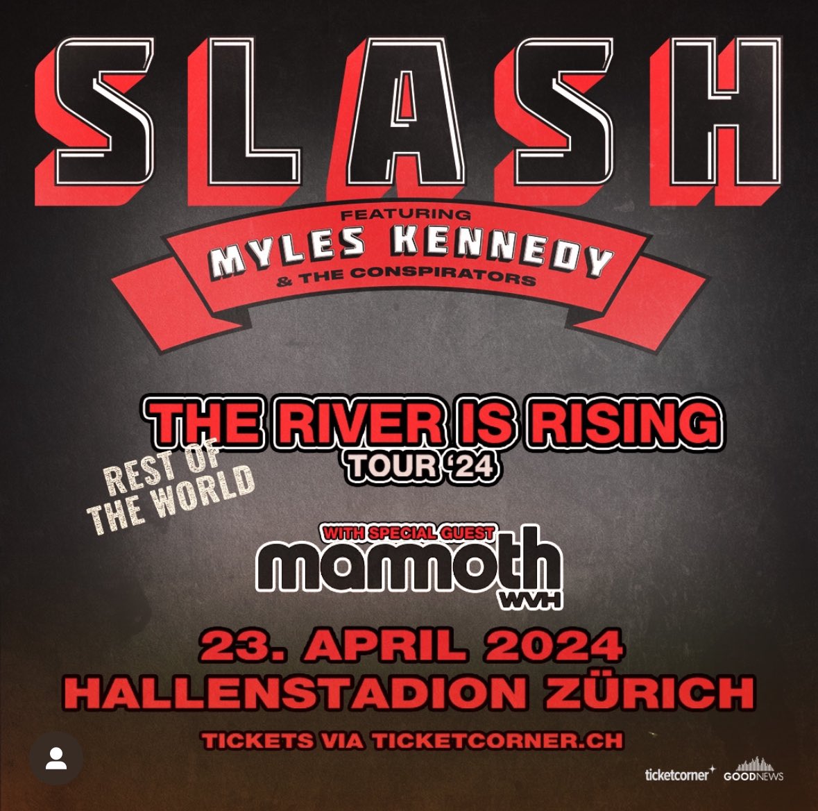 Tonight #Gig #europe #switzerland🇨🇭 #Zurich #hallenstadionzürich #theriverisrisingtour 2024 #SMKC #slashfeatmyleskennedyandtheconspirators #Slash #myleskennedy #theconspirators #toddKerns #frankSidoris #brentfitz #rnfnr #Slashnews