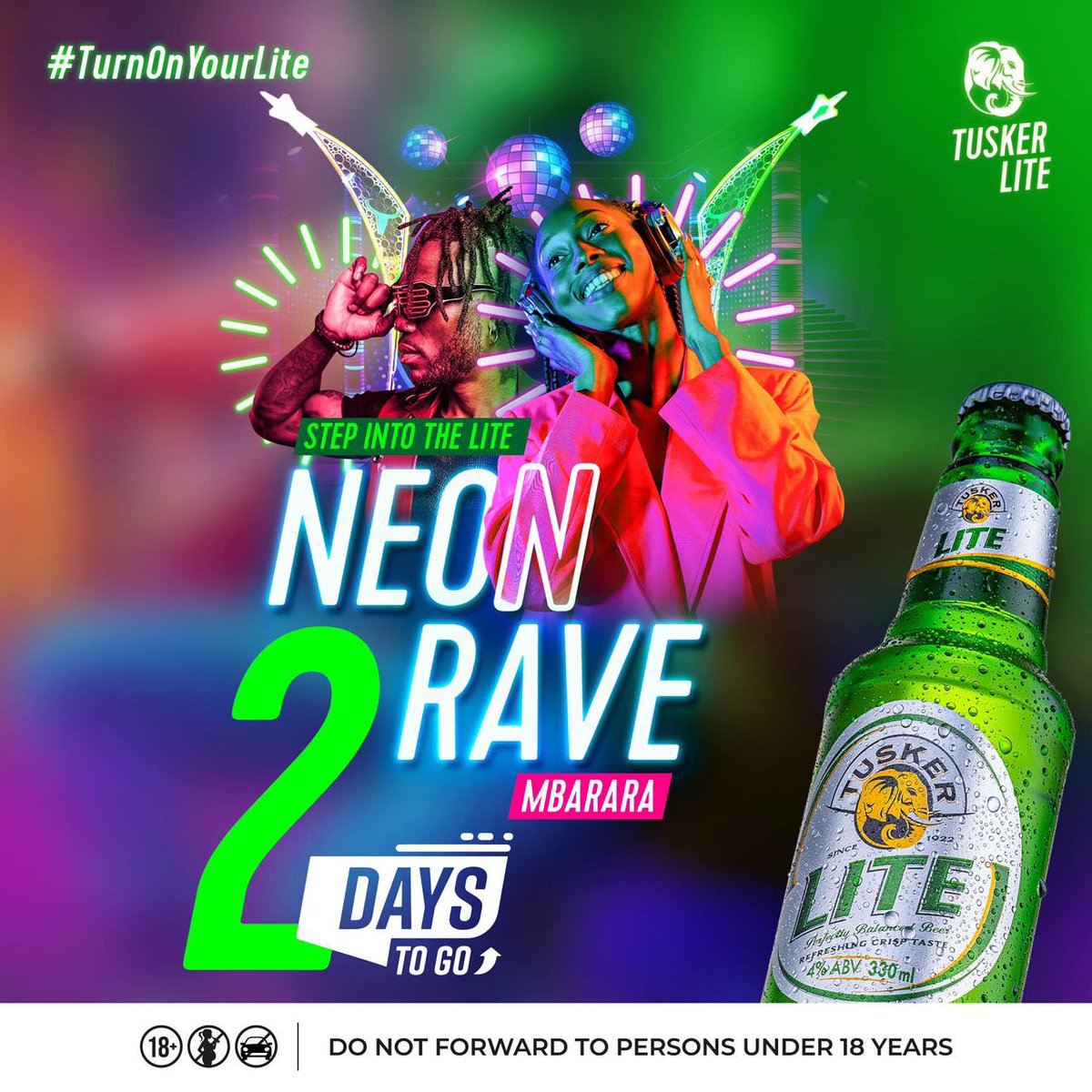 Only 2 days left until the ultimate neon party at #NeonRaveMbarara🌈✨ Grab your friends, #TurnOnYourLite, and head to #SohoFridays @SoHoTerraceMbra for an unforgettable night of music and dancing. Entrance is free, so don't miss out🎶