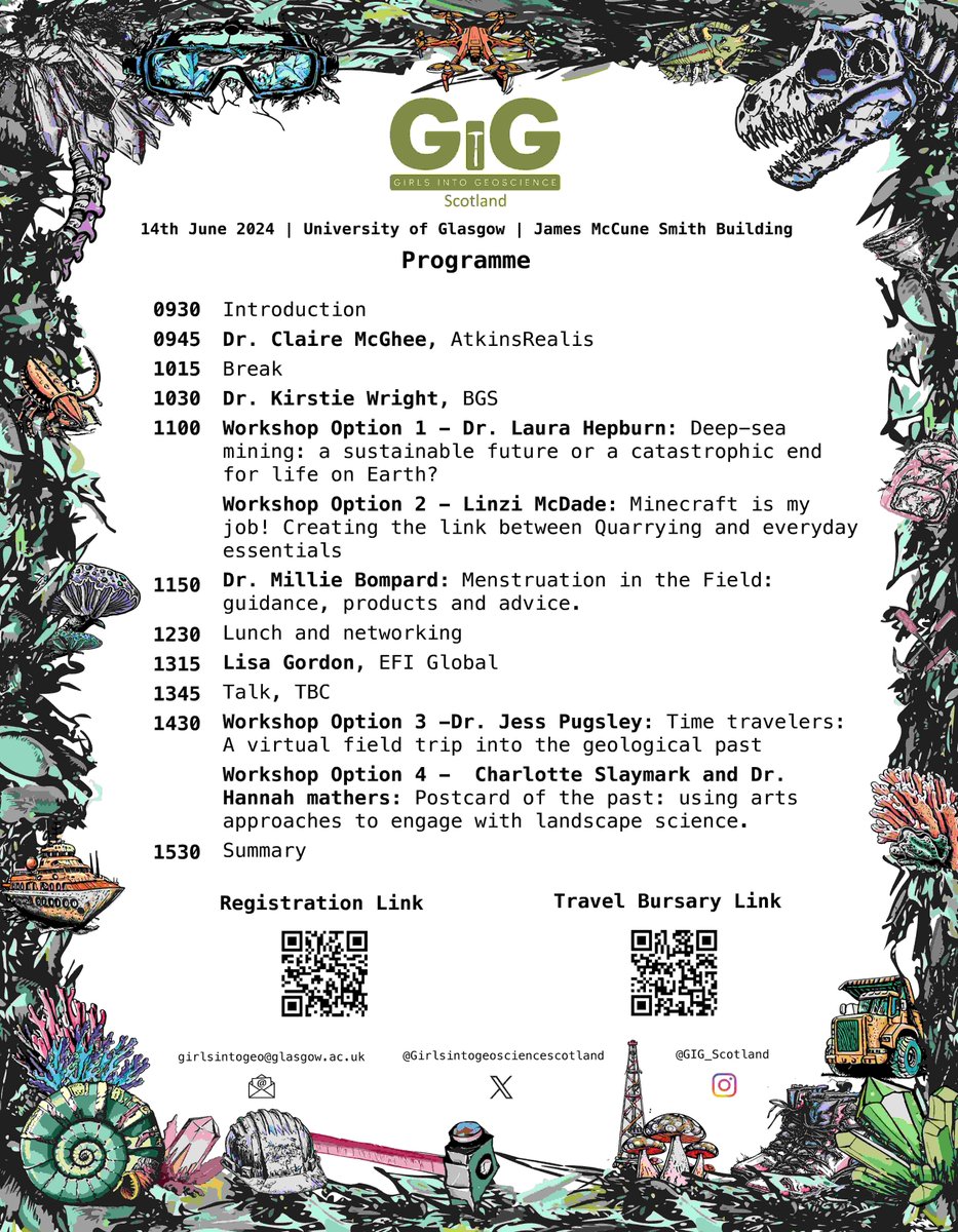 Here is a sneak peak at our fantastic programme for this years event, including workshop descriptions. This event is for anyone interested in any aspect of science relating to our planet. Travel bursaries are available!
To register for the event follow: forms.office.com/e/W9LgKsxx8v