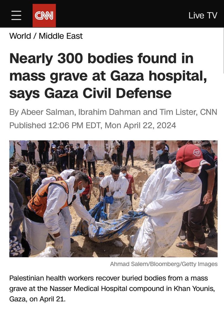 Около больницы Насера ​​в секторе Газа обнаружено более 300 тел, включая детей, казненных со связанными за спиной руками.
Почему мировые сми не трубят о новой Буче?