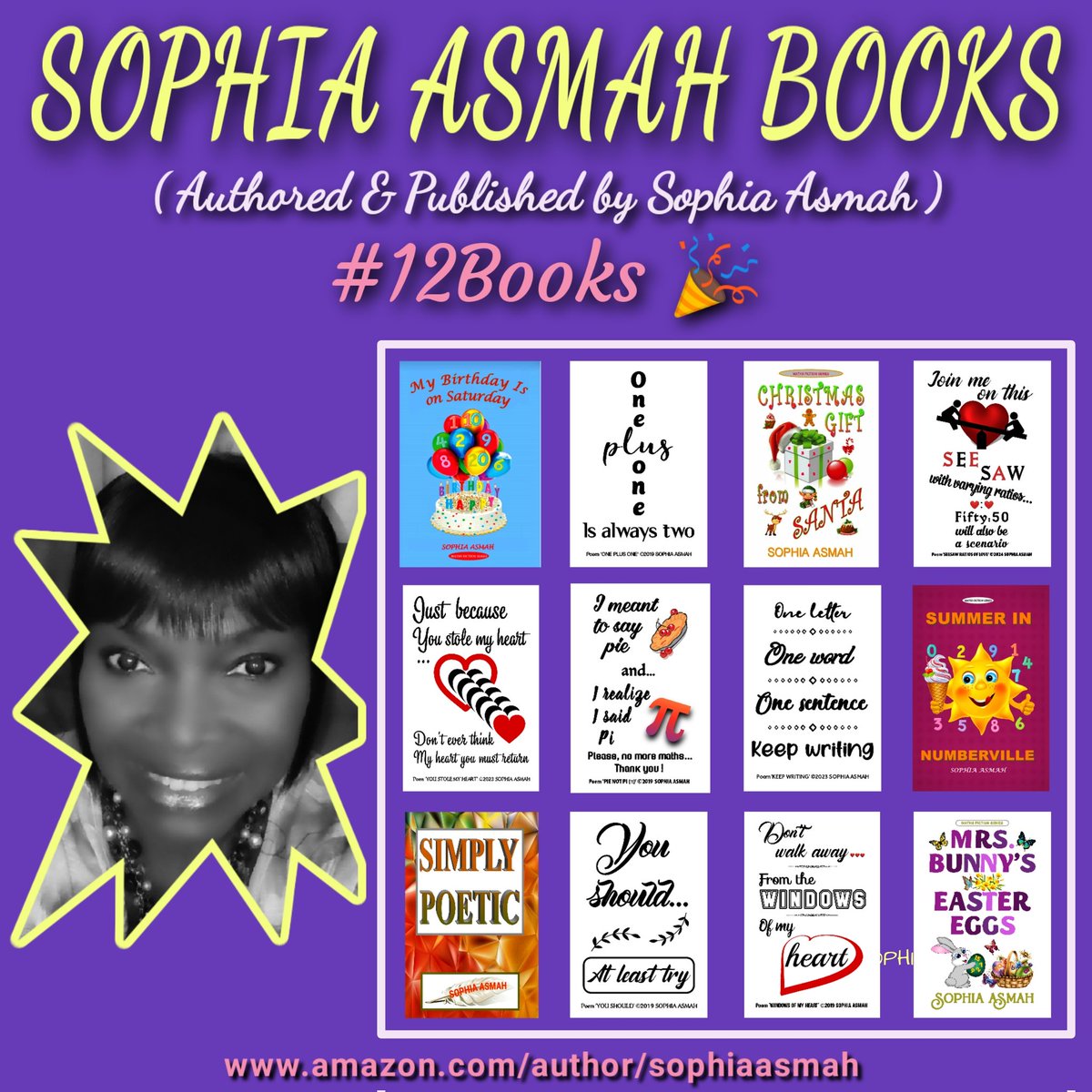 World Book and Copyright Day 2024 📖 

@AsmahSo #12Books #mathsfictionseries 🥰

amazon.com/author/sophiaa… 

#WorldBookDay #CopyrightDay #WorldBookDay2024 #BookDay #ThankYouGod #nonstopviews #booktwt #BookTwitter #booklovers #bookaddicts #tuesdayvibe #sophiaasmah #sophiaasmahbooks
