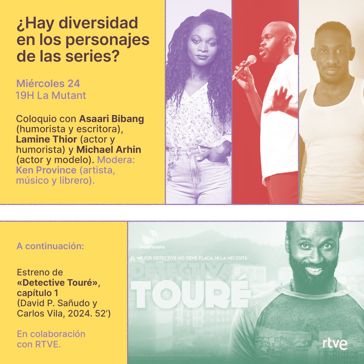 Para reflexionar sobre la diversidad de nuestras series nos rodeamos de tres referentes del sector como <a href="/asaaribibang/">Asaari Bibang</a>, Michael Arhin y <a href="/LamThior/">Lamine Thior</a>. Una conversación imprescindible.  

Acceso gratuito descargando invitación lamutant.com/portfolio-item…

Mañana, en <a href="/LaMutant_/">La Mutant</a> #LABdeseries