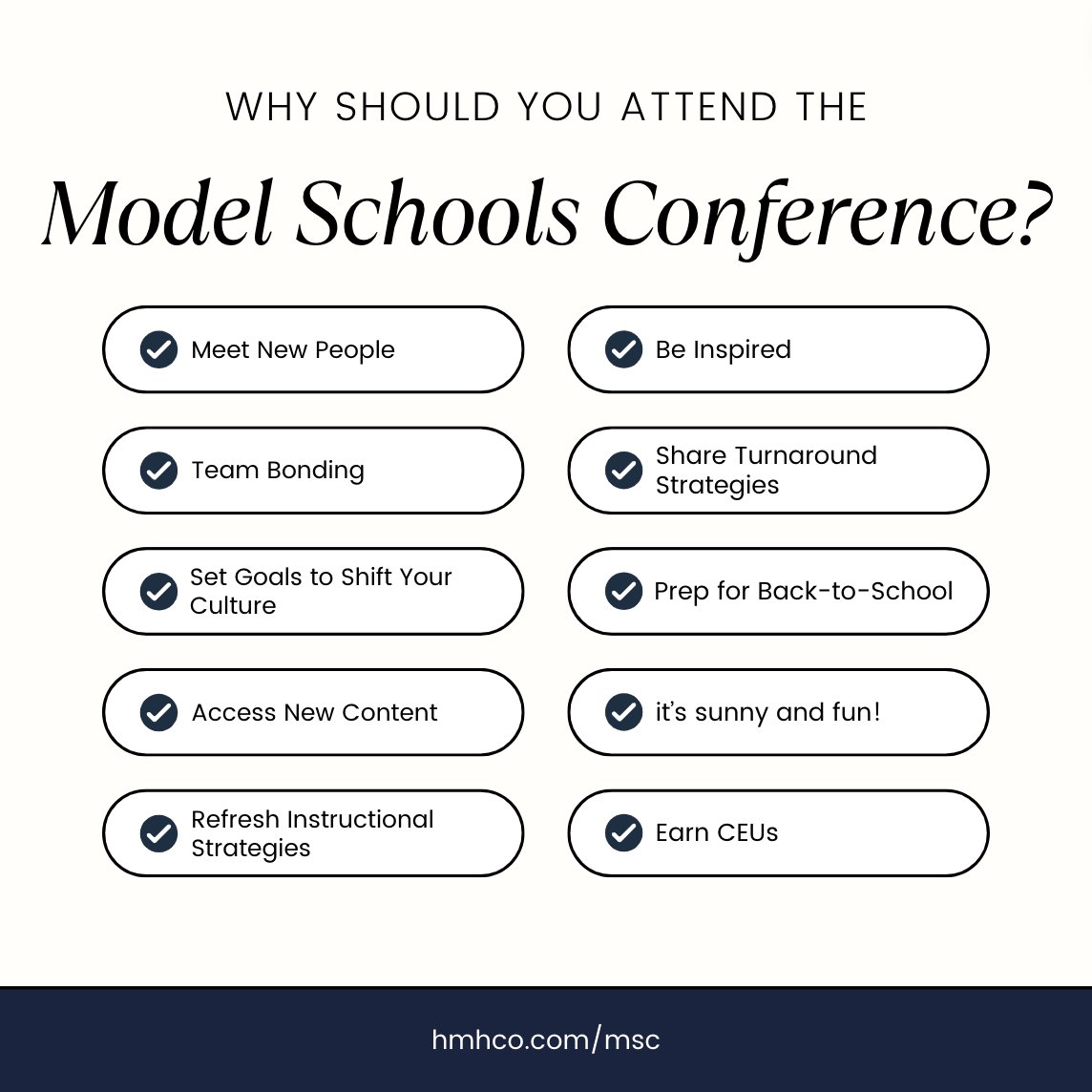 Why attend? The top of the list: the People! The energy the people bring to this annual event is unbelievable. Everyone has the willingness to share ideas, learn from each other and make an impact on the lives of students. Join us: hmhco.com/msc #learning #k12…