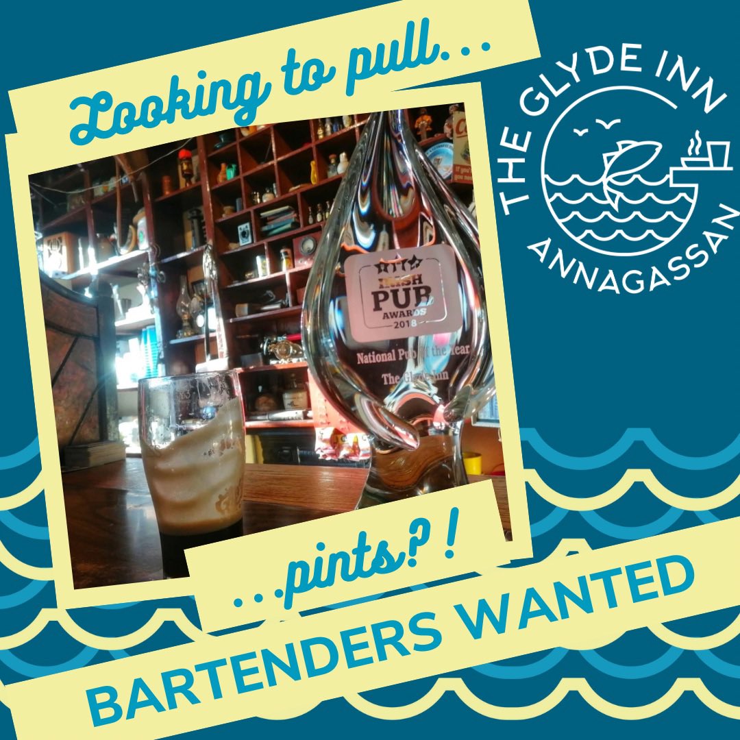 Looking to pull….pints? ! We’re on the look out for some experienced bartenders. Apply with your CV to info@theglydeinn.ie 🍹

#louthchat @DiscoverBoyneV @GoodFoodIreland @sea_louth @togherinfo @jobsdotie