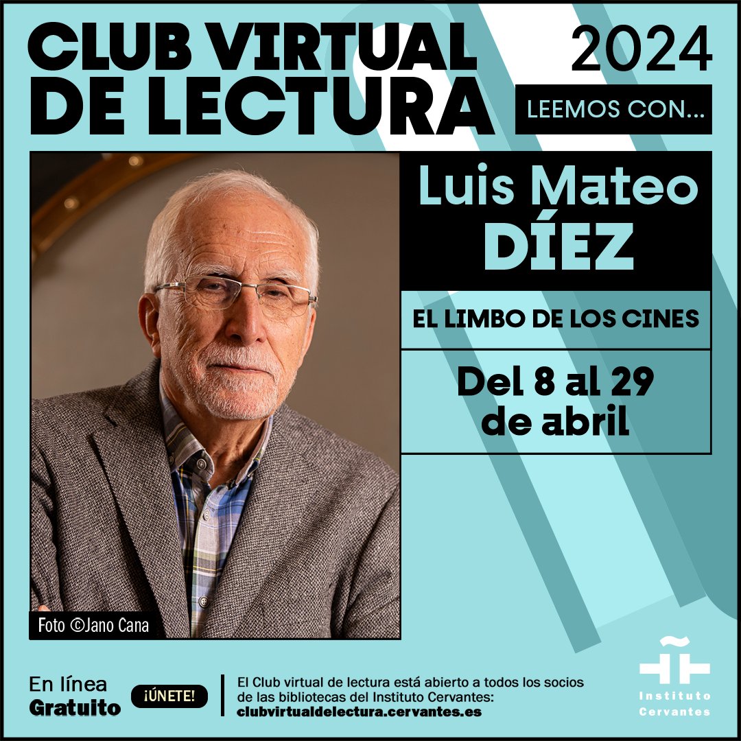 @InstCervantes ¡Únete al #ClubVirtualdeLectura del @InstCervantes! 📚 Este abril #LeemosCon el #PremioCervantes. El 25/04, a las 17h (GMT+2), comentaremos con #LuisMateoDíez su obra #ElLimboDeLosCines. ¡No te lo pierdas! 😍

➡️ clubvirtualdelectura.cervantes.es/club/en-2024-l… 

¿Te animas? 

#DíaDelLibro #23DeAbril