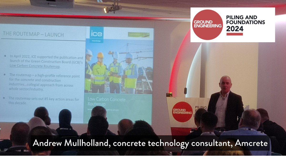 GE_magazine's tweet photo. We are finding out about advancements in low carbon concrete on the horizon and client appetite for low carbon concrete from  Andrew Mullholland, concrete technology consultant at Amcrete  
Find out more : https://t.co/saj8HEjKxC
#GEPiling https://t.co/hBqS2gpPEK