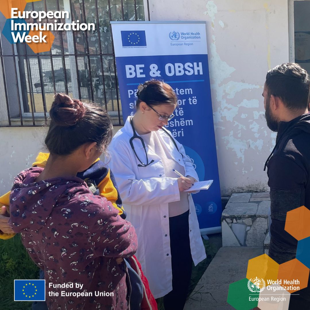WHO_Europe_VPI's tweet photo. #Vaccination activities in rural Roma communities are underway during #EIW2024, supported by @WHOAlbania as part of an #EU-funded project strengthening #immunization services to achieve health equity for all. https://t.co/1HBldXgMTb