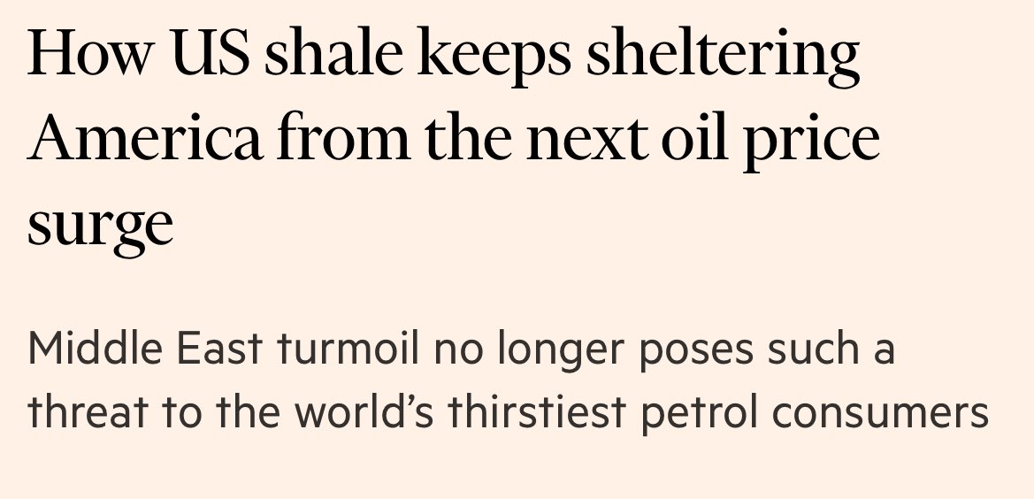 FT: “.. Two decades ago the US produced about 7mn barrels a day of petroleum .. Now the US produces almost 20mn .. The prolific Permian Basin .. pumps more oil than Kuwait, Iraq or the UAE, three of Opec’s powerhouses.” 🇺🇸 

@FT #OOTT @KevRGordon 
ft.com/content/030dc3…