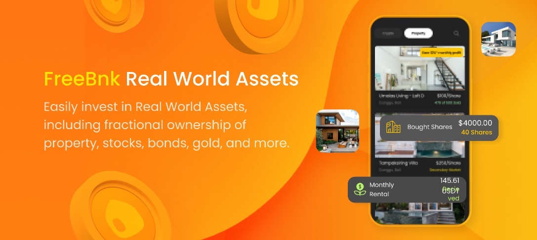 Tesla, NVIDIA, Apple, shares of properties… 🤔 😱Excited to announce that with Freebnk, you can earn up to 12% rent! Real world assets are joining our ecosystem this Q2 🌍 Stay tuned for the launch date!