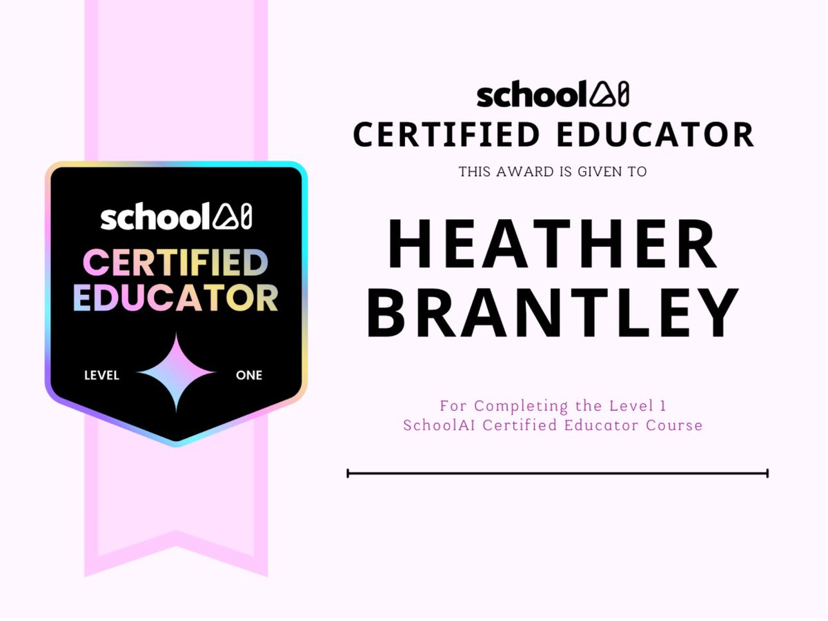 Excited to share @GetSchoolAI certification. Total student engagement with their lessons.