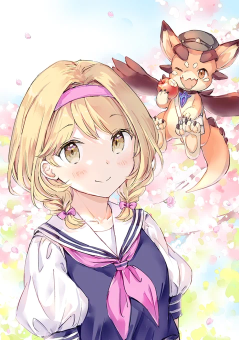 学生服ジータちゃんとビィくん 