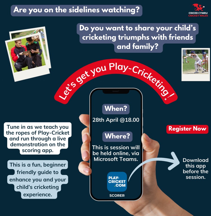 @CricketWales are hosting a free seminar on “Play Cricket” via Teams this Sunday 28th April at 18.00hrs and you can register with this link booking.ecb.co.uk/event/49b8b8e5…