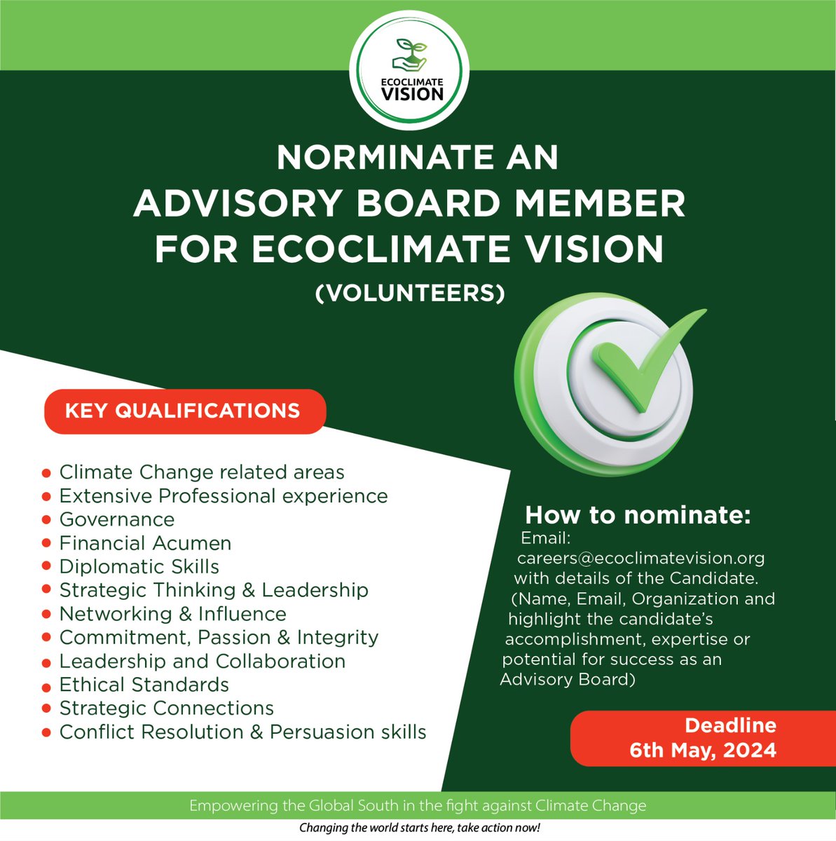 EcoclimateV's tweet photo. Nominate them today by emailing careers@ecoclimatevision.org with their details and why they'd be a perfect fit. 

Let's shape the future of sustainability together!

#ecoclimatevision #apply #climateaction #advisoryboard https://t.co/acKIDcv55L