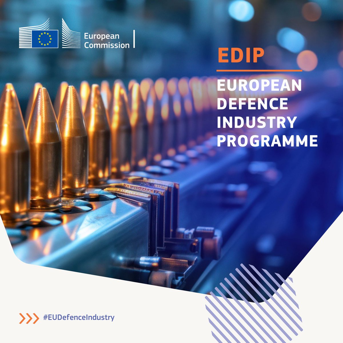 The European Defence Industry Programme #EDIP is a Regulation that will strengthen #EUDefence 🛡️🇪🇺 industrial readiness by ➡️ Securing the availability and supply of defence products 🪖 More at 👇 defence-industry-space.ec.europa.eu/eu-defence-ind…