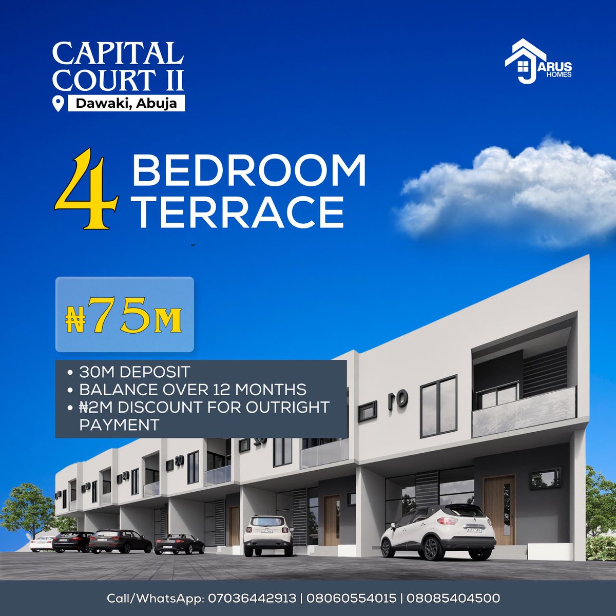 Capital Court II, Abuja, by Jarus Homes Pick up a unit Become a home owner in Abuja.