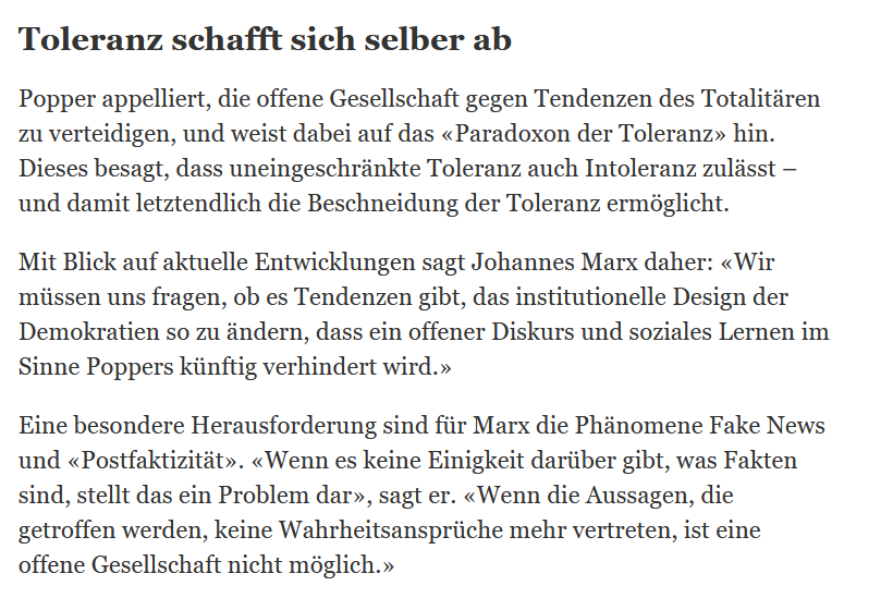 Nochmal, liebe Leute. Lest bitte Karl Popper. Wir schaffen unsere Demokratie ab durch falsche Toleranz gegenüber Intoleranten. Ich bin eine Freundin der Selbstregulierung, ich finde etwa den Presserat eine gute Idee. Aber wenn ganz augenscheinlich keine Kontrolle mehr