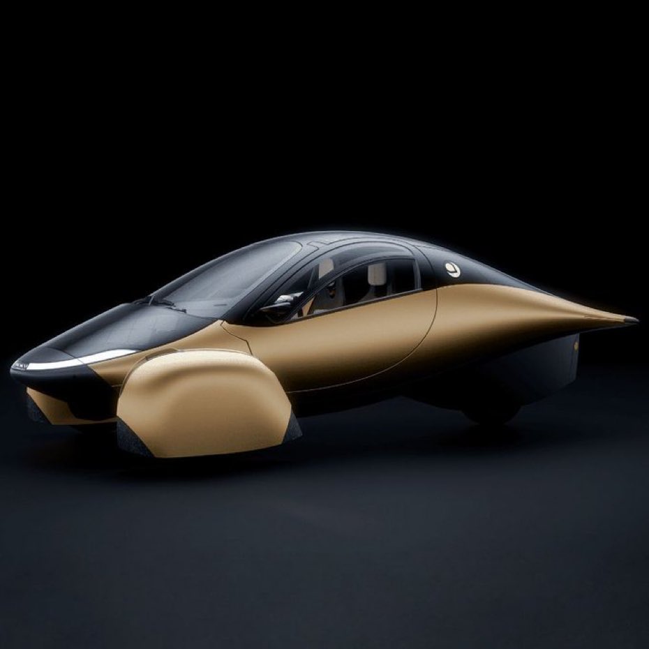 Aptera to deliver 3-wheeled solar power cars with gold exterior and cooling cabin #UAE 🇦🇪 600+ km range and the ability to solar charge over 60 kilometers per day 🔋 designboom.com/technology/apt… #Dubai #solarpower #RenewableEnergy #sustainability #ElectricVehicles #smartcities