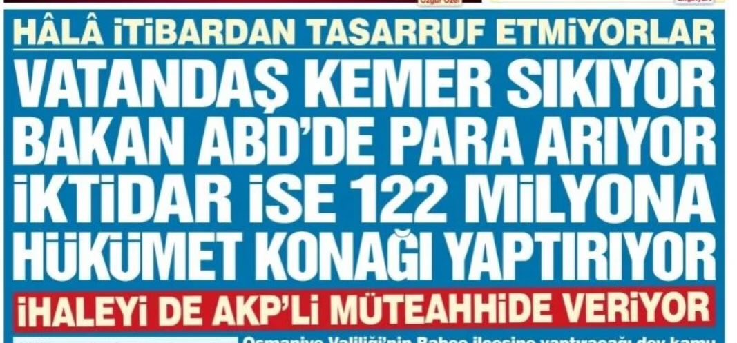 Sözcü Gazetesinin haberi…
Sadece 4 milyon dolarcık!!!
Siz kemer sıkın!!!