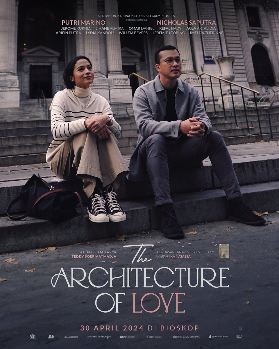 'Jatuh cinta adalah satu-satunya yang rela dilakukan orang berkali-kali meski harus selalu berkawan dengan patah hati.' OFFICIAL POSTER 3 Film #TheArchitectureofLove, tayang di bioskop seluruh Indonesia mulai 30 April 2024. #FilmTAOL #TAOL