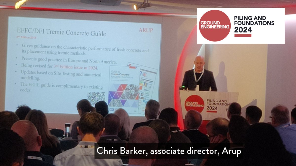 GE_magazine's tweet photo. Excellent insights into tremie concrete for deep foundations delivered by Chris Barker, associate director, Arup
Find out more : https://t.co/saj8HEjKxC
#GEPiling https://t.co/qEKHxpOmoj