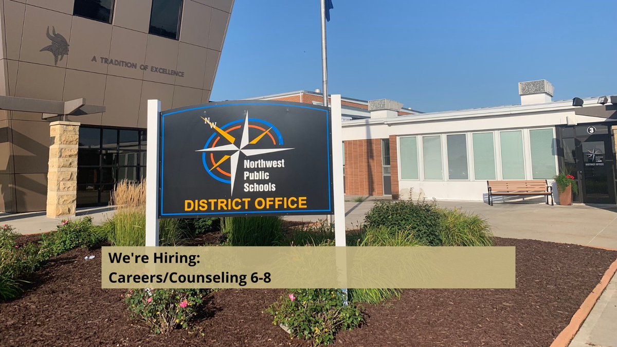 Join our Culture of Excellence 💛 🖤
Northwest Public Schools is hiring:
Careers/Counseling 6-8

Information and online application can be found here:
ginorthwest.org/employment/
#ginwvikings