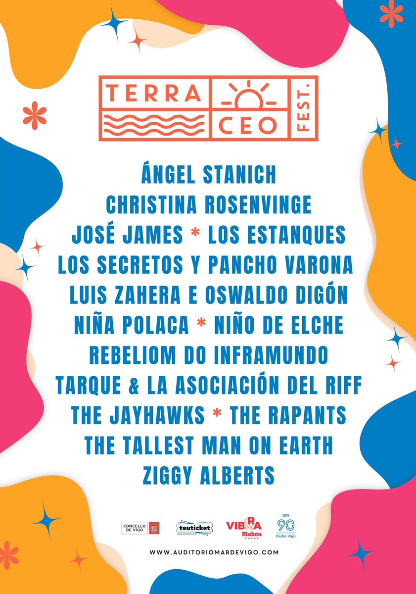 Se completa el cartel del #terraceo del @pcongresosvigo con #ziggyalberts y el humor de @LuisZahera y @OSWALDODIGON que se suman a @angelstanich @Ch_Rosenvinge @NinaPolaca @los_secretos @thejayhawks y más, info:galiciaenconcierto.com/destacado/fest…