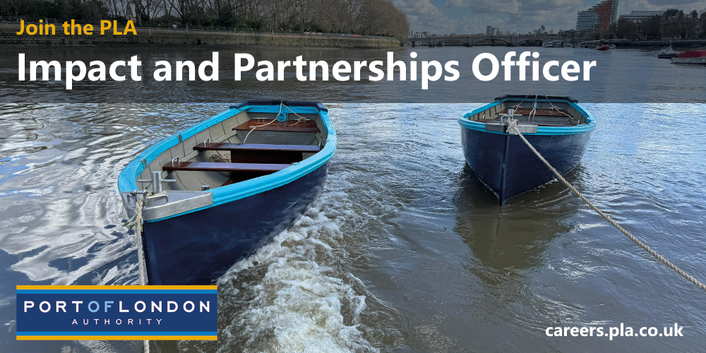 We're seeking an Impact and Partnerships Officer to join our Corporate Affairs team 
➡️ hubs.la/Q02tLcRs0

#RiverThames #Careers #MaritimeCareers #London #Kent #Essex #PortOfLondon
