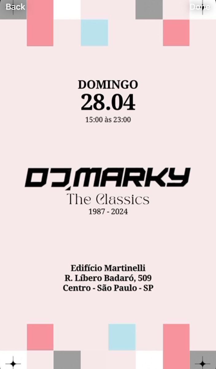 Domingo dia 28/04 tem DJ Marky Long Set no @edificiomartinelli com a festa “The Classics” onde toco todos os hits desde a minha primeira residência em um club até os dias de hoje! Já estamos no ultimo lote! 🔗 link de compra disponível abaixo e na bio sympla.com.br/evento/the-cla…