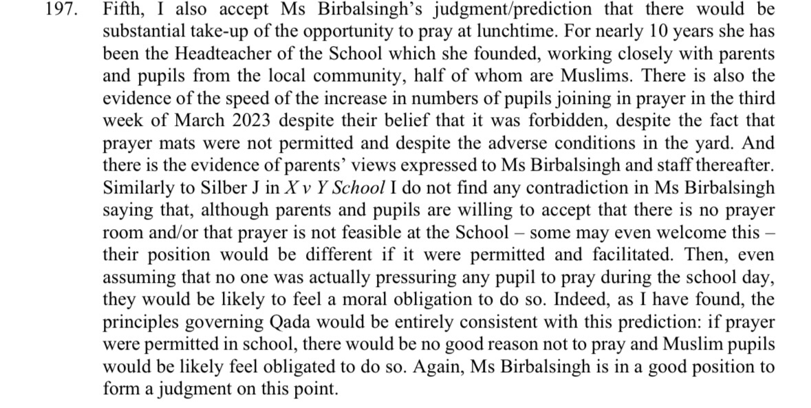 Just getting round to reading the Michaela Schools judgment, and the cruelty and indignity of that institution is just staggering