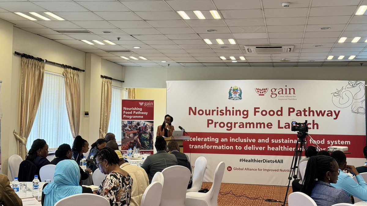 GAIN_TANZANIA's tweet photo. Exciting news! GAIN Tanzania is proud to launch the Nourishing Food Pathway Programme, a transformative initiative aimed at improving food systems and nutrition. With strategic partnerships and evidence-based solutions, we're working towards a healthier, more sustainable future. https://t.co/gLOQHIyQ65