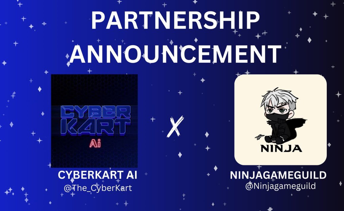 We are happy to announce our partnership with @NinjaGameGuild 🤩

🎉To celebrate the partnership we are giving away 10 whitelist spots for our presale. 

🏆We will choose 10 random most active Telegram members within our community as winners 

#CyberKartAi $KART #P2E #Gaming