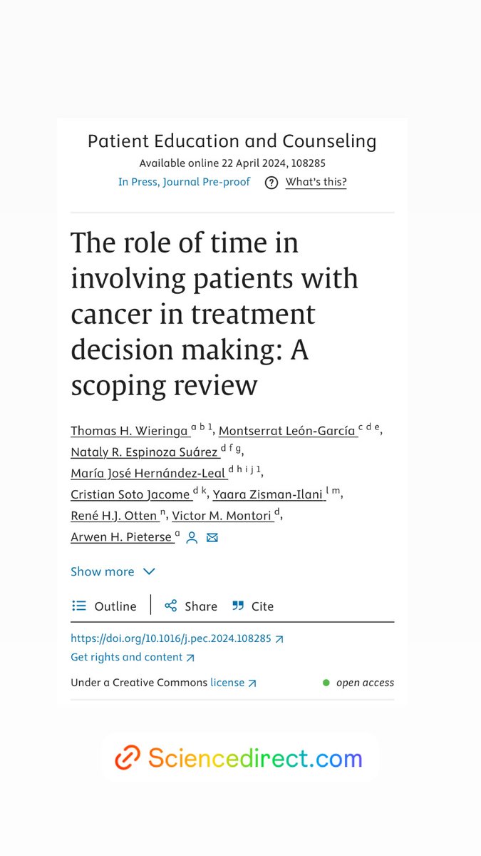 New article 📝 #Decisionmaking and #oncology patients 🤓 Link: sciencedirect.com/science/articl…