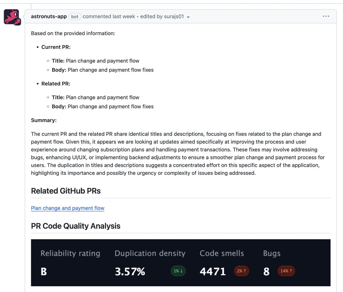 We just released the first ever, <a href="/github/">GitHub</a> code quality image right in your Pull Request, it compares the PR with your actual production code. 🚀🎉