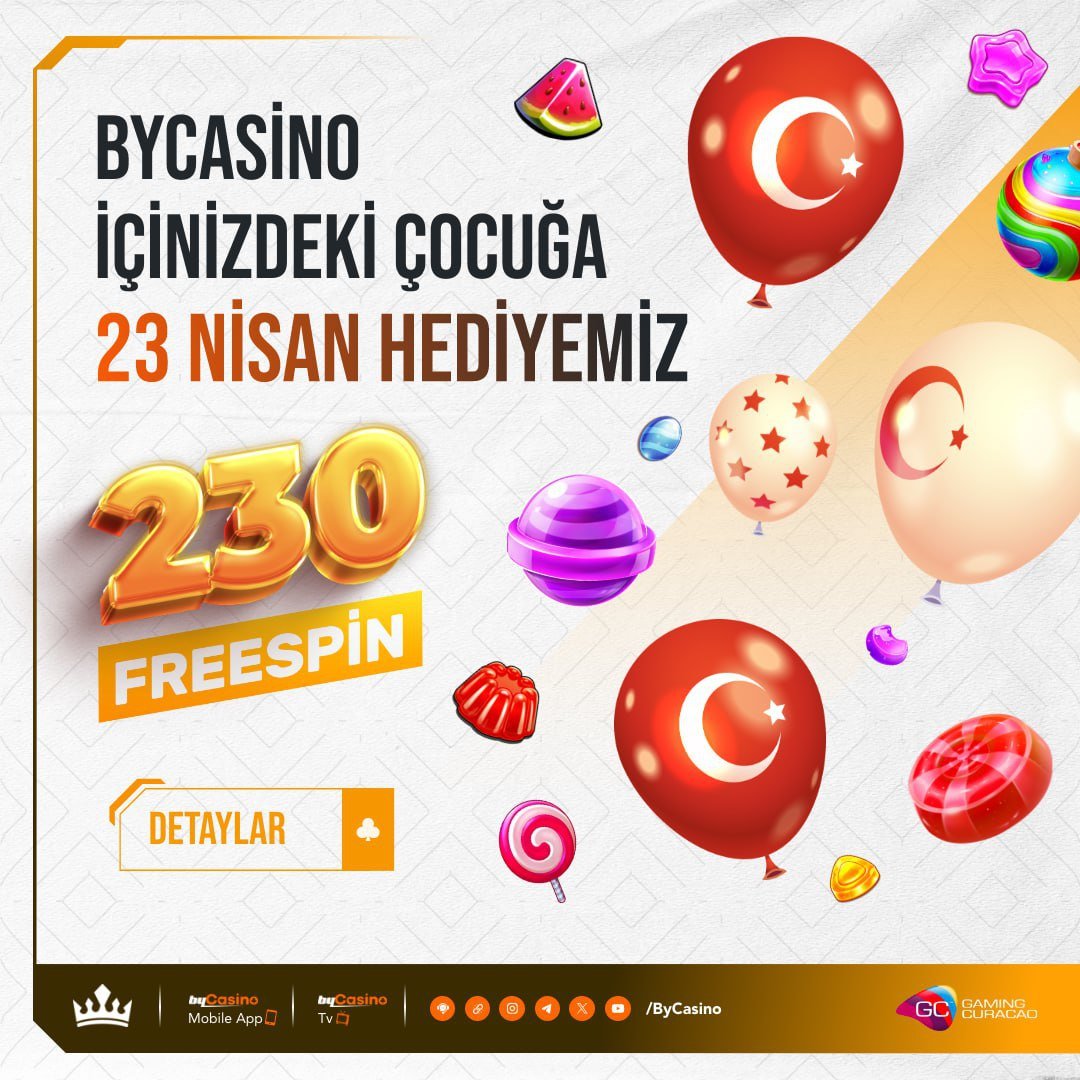 BYCASİNO 🎈Bugün Çocukların Günü Ama İçinizdeki Çocuğa Hediyemiz Var 🇹🇷 23 NİSAN ÖZEL HEDİYENİZ BYCASİNODAN ✅KOD: BY23NİSAN 2⃣3⃣ 0️⃣ FREESPİN 🖐 GÜNCEL GİRİŞ: cutt.ly/bycasinogiris #bycasino #denemebonusu #freespin #pragmaticplay #güncelgiriş