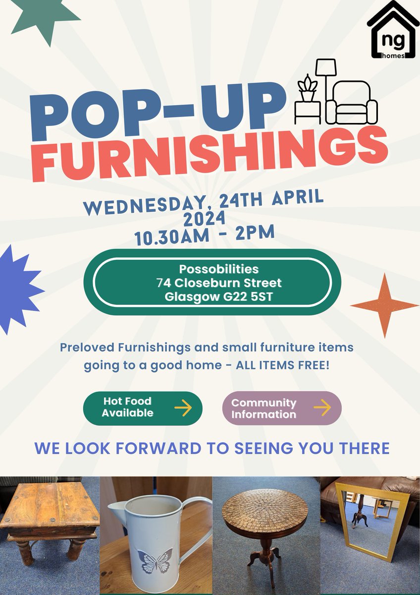 Just a reminder - #nghomes will be at the #furniture #popup tomorrow Wednesday 24 April at @Possobilities! Looking for something to help furnish your home? All are welcome - doors open between 10.30am-2pm! Please help spread the word - hope to see you there.