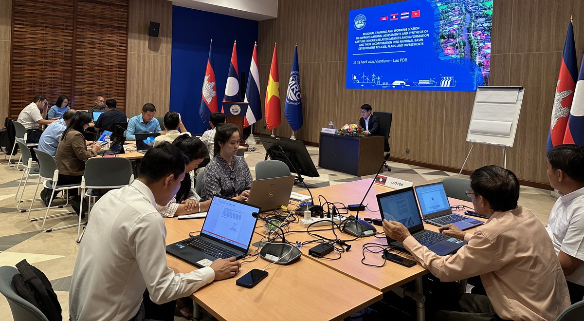 The regional training and working session held in Laos on 22 and 23 April 2024 aimed to improve national assessments and synthesis of capture fisheries related datasets and information and their incorporation into national basin development policies, plans, and investments.