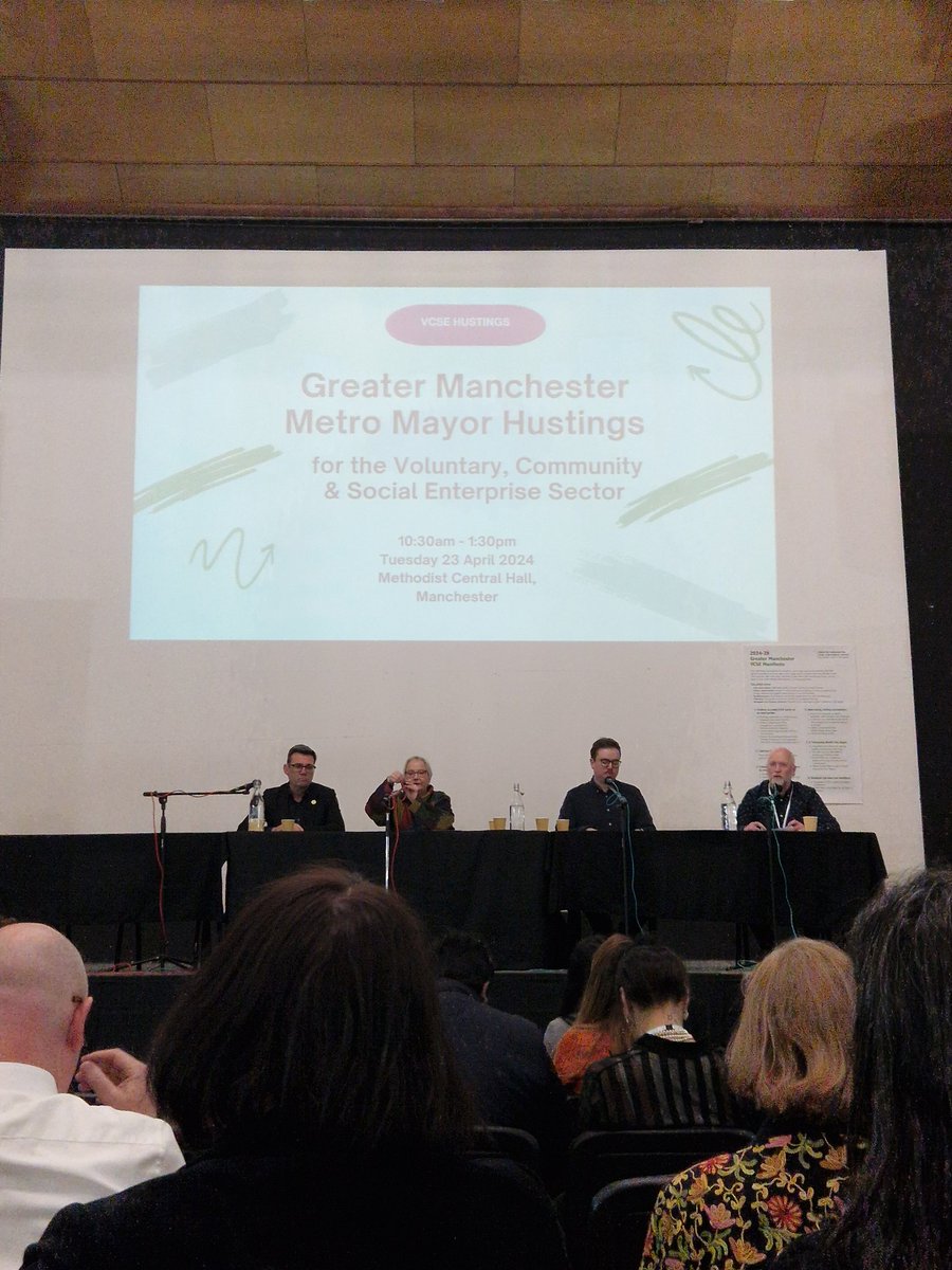 We're currently at the GM VCSE Metro Mayoral Hustings, engaging with VCSE groups and participating in the Q&A sessions with the candidates. @VCSELeadersGM #gmVCSEhust24