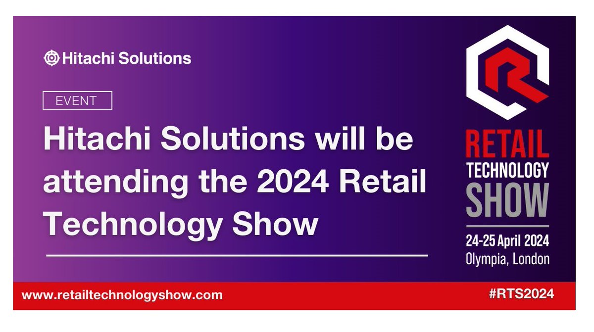 Don't miss the chance to connect with Hitachi Solutions @RetailTechShow and discover how their experts can support your #businesstransformation journey. 

@HitachiSolEu #RetailTechShow2024 #retail #retailtechnology
