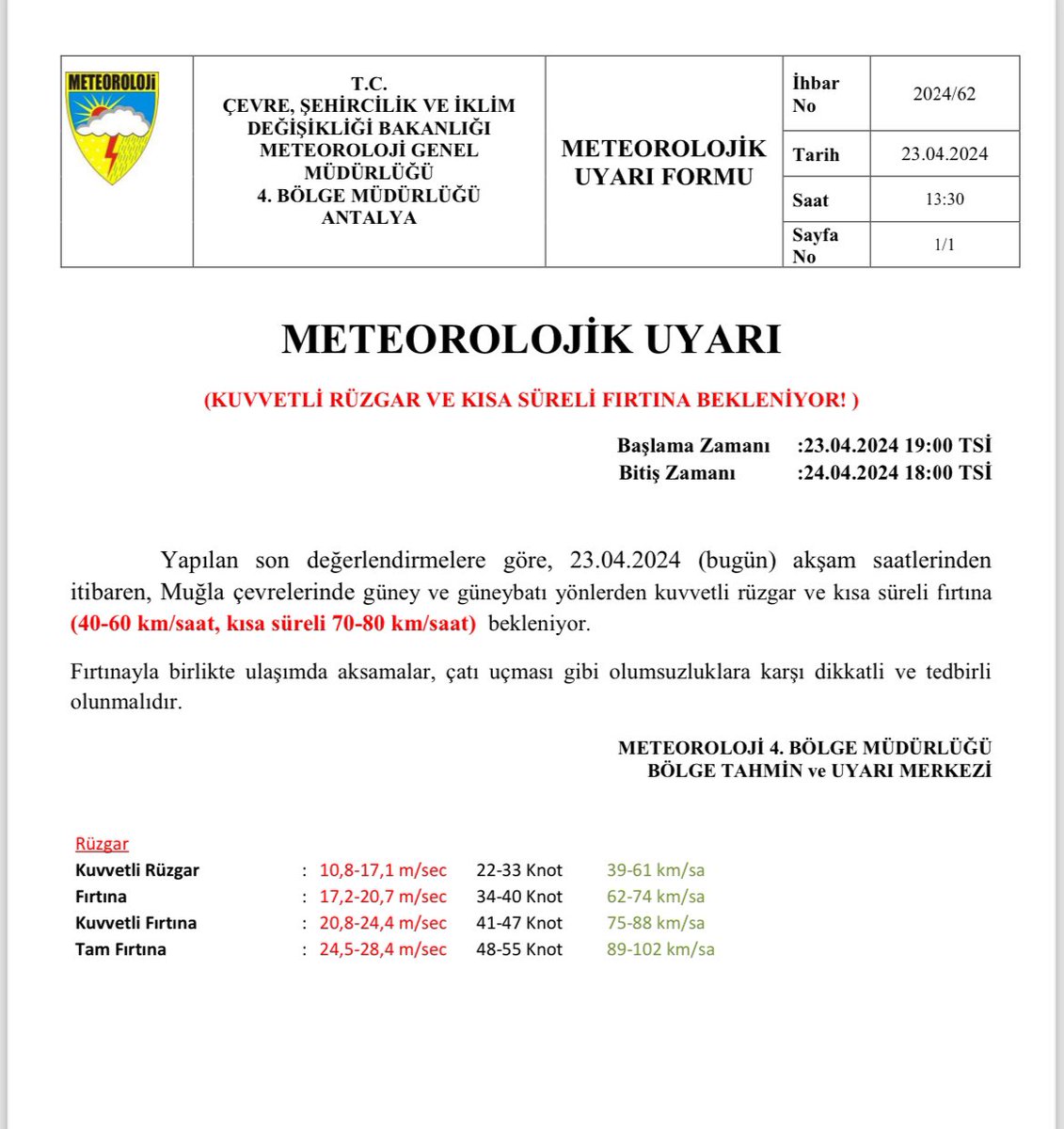 ⚠️METEOROLOJİK UYARI⚠️