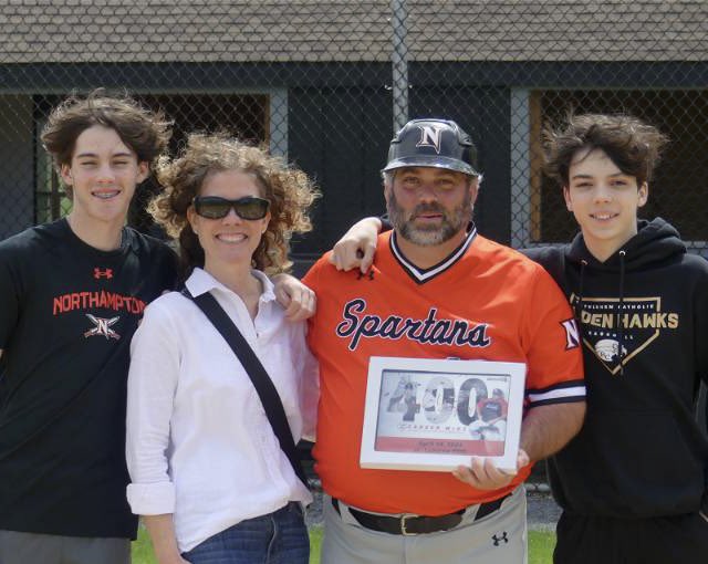 CoachYagz's tweet image. I wanted to give a sincere Thank You to @NorthamptonAD and @Coach_McC11 for a nice presentation for win #400 this past weekend. Meant the world to me to have my wife and two boys present. Our daughter was at a Track Meet. Having family there was special to me. #ThankU #SwordsUp⚔️